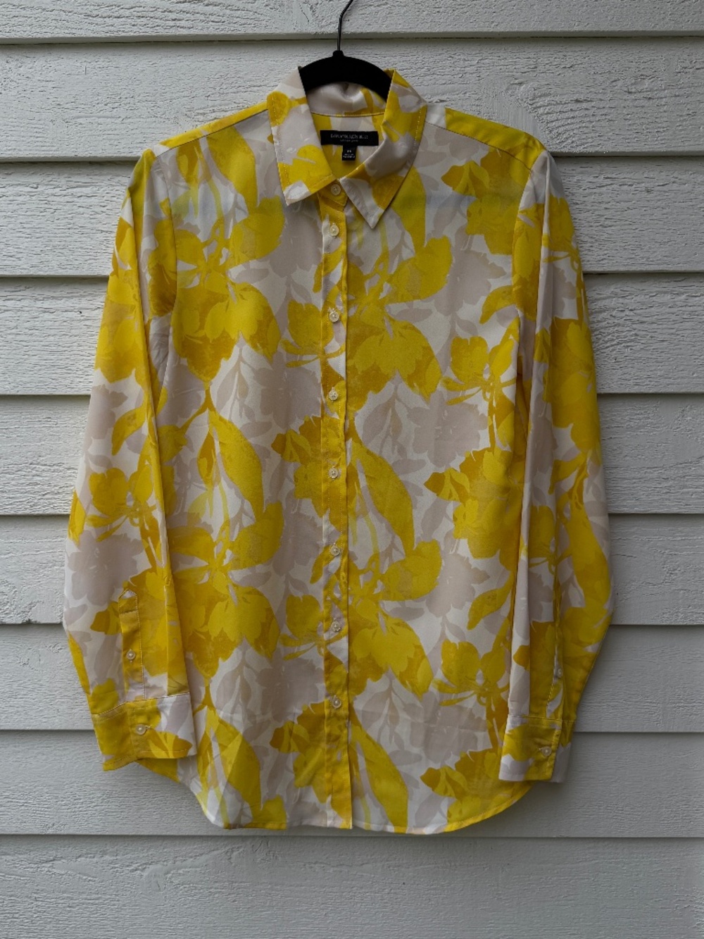 Banana Republic Dillon Shirt Women's M, Yellow Floral